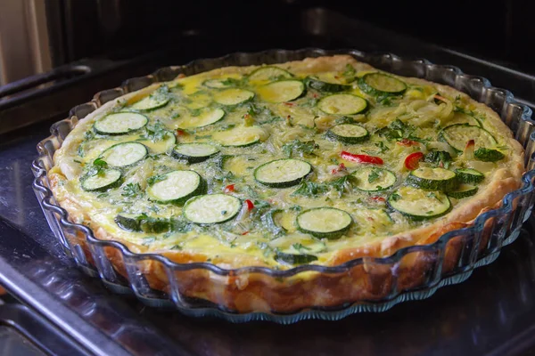 Fresh Freshly Baked Vegetable Pie Close — Stock Photo, Image