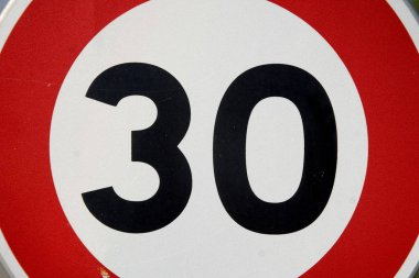 Road sign, detail, 30 km/h maximum speed clipart