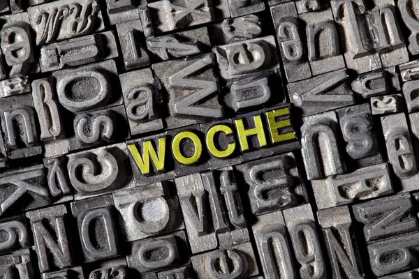 Eiserne Bleibuchstaben Formen Deutsches Wort Für Woche — Stockfoto