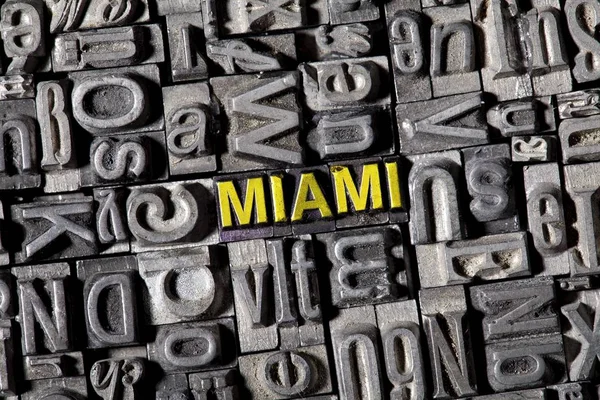 Lettres Plomb Fer Formant Mot Pour Miami — Photo