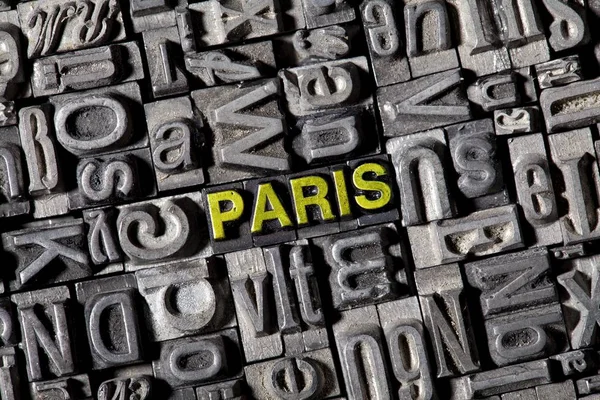 The word Paris made of old lead type