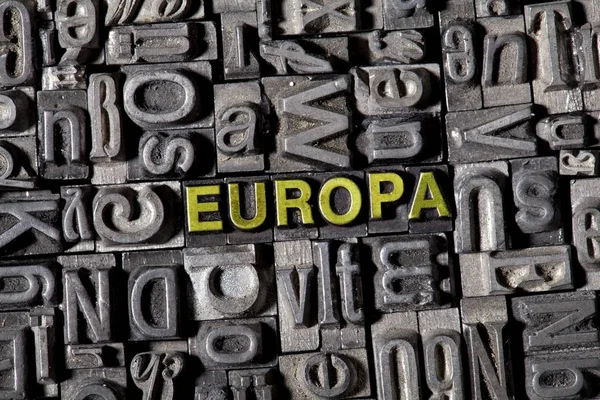 Lettere Piombo Ferro Che Formano Parola Europa — Foto Stock