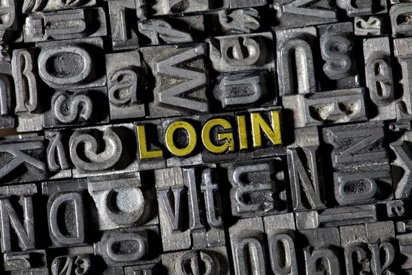 Old Lead Letters Login — Stock Photo, Image