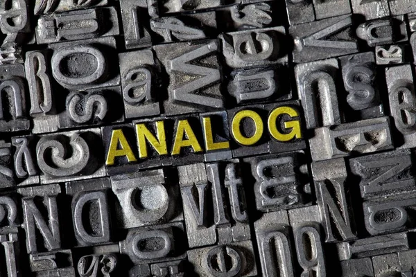 Full Frame Image Iron Letters Word Analog — Stock Photo, Image