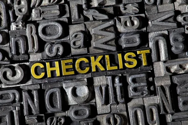 Full Frame Image Iron Letters German Word Checklist — Stock Photo, Image