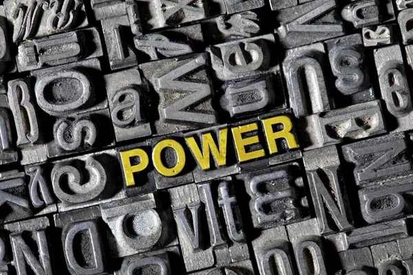 Vecchie Lettere Piombo Che Formano Parola Power — Foto Stock