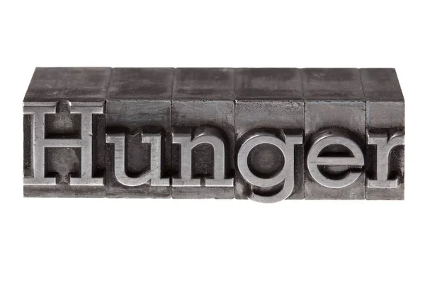 Letterpress Lettres Plomb Fer Formant Mot Hunger — Photo