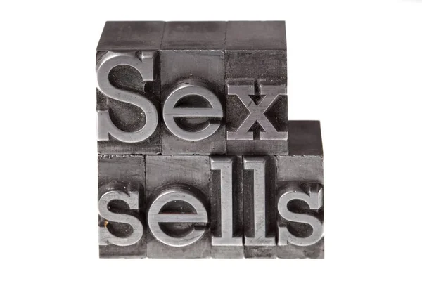 Antiguas Letras Plomo Formando Texto Sexo Vende — Foto de Stock