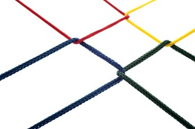 Four colored cords are intertwined, networking clipart