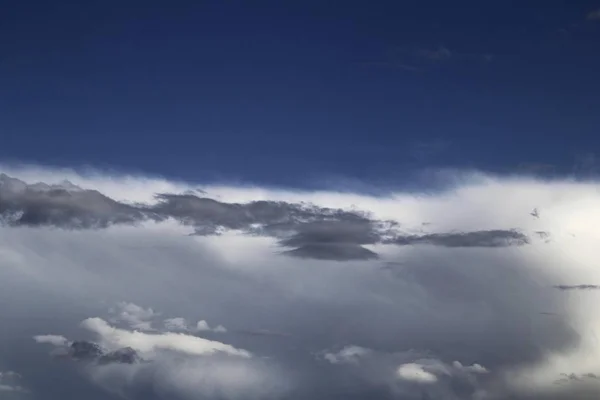 Langit Biru Berawan Foto Diambil Dari Pesawat — Stok Foto