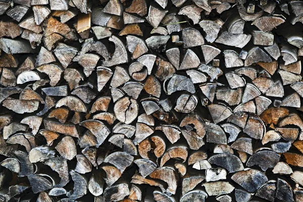 Stacked firewood background, full frame