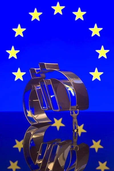 Figurine Miniature Modèle Jouet Pour Travailleur Portant Symbole Euro Les — Photo