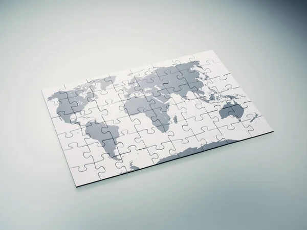 Puzzle Com Mapa Mundo — Fotografia de Stock