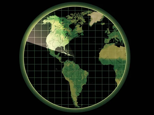 Radar Com Mapa América Norte América Sul — Fotografia de Stock