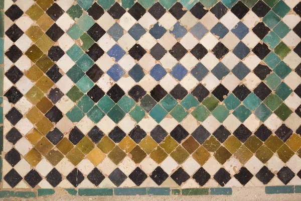 Chequered Ceramic Tile Mosaic Wall Alhambra Palace Granada Granada Province — Stock Photo, Image