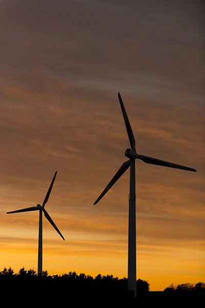 Schilderachtig Uitzicht Wind Turbines Bij Zonsondergang Aalborg Jutland Denemarken Europa — Stockfoto