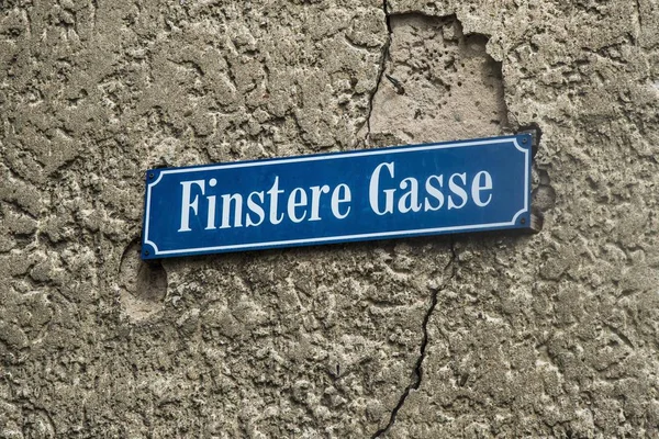 표지판 Finstere Gasse Dark Alley Mnnerstadt Lower Franconia Bavaria Germany — 스톡 사진