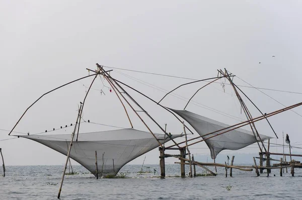 Chinese Visnetten Zee Water Lake Kerala India Asia — Stockfoto