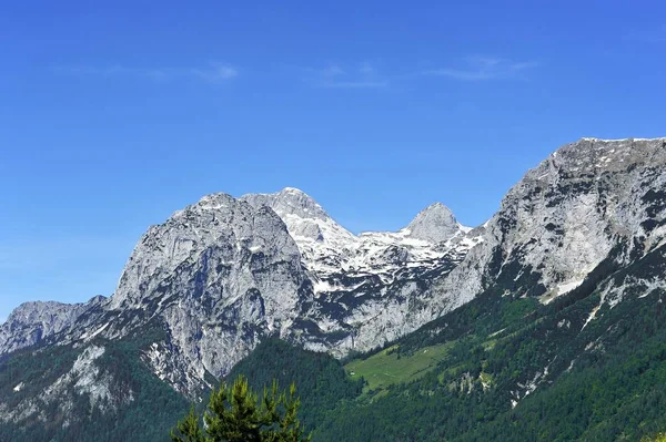 Reiter Alpe Com Neve Restante Ramsau Bei Berchtesgaden Berchtesgadener Land — Fotografia de Stock