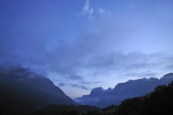 Vista Panorámica Del Atardecer Los Alpes Berchtesgaden Ramsau Bei Berchtesgaden — Foto de Stock