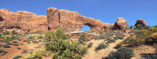 Północnej Okna Arch Kamienny Łuk Czerwonego Piaskowca Założony Przez Erozję — Zdjęcie stockowe