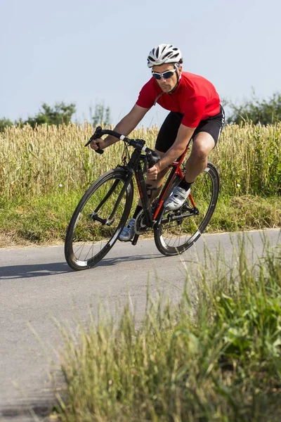 Ciclista Sportivo Maschile Bicicletta All Aperto — Foto Stock