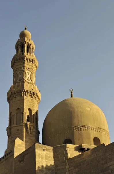 Cupola Minareto Madrasa Khanqah Del Sultano Zahir Barquq Nel Cairo — Foto Stock