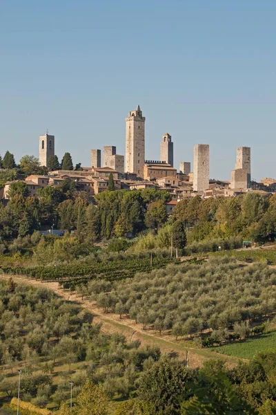 Башни Средневекового Горного Города Сан Джиминьяно Тоскана Тоскана Италия Европа — стоковое фото