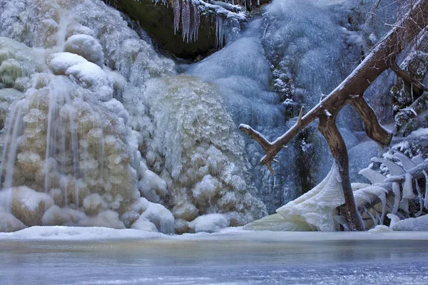 Cachoeira Congelada Floresta Negra Perto Falkau Baden Wuerttemberg Alemanha Europa — Fotografia de Stock