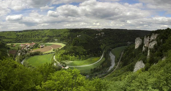 Blick Auf Das Donautal Bei Beuron Baden Württemberg Deutschland Europa — Stockfoto