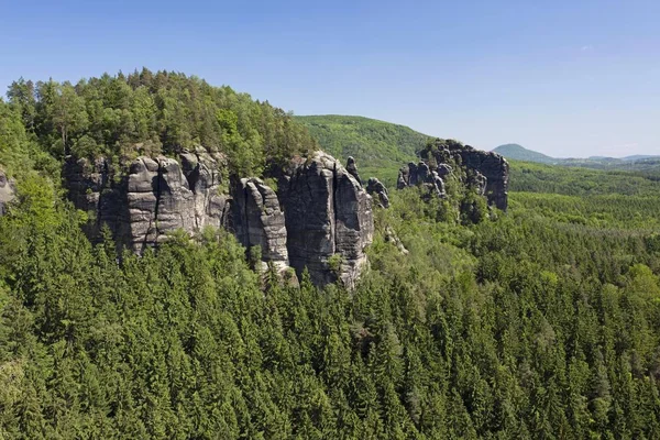 Vista Panorámica Majestuosa Breite Kluft Elba Arenisca Montañas Sajonia Alemania — Foto de Stock