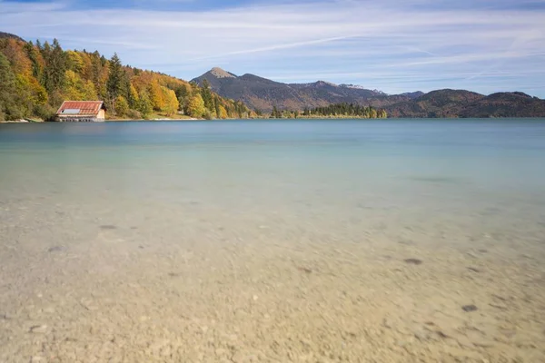 Sonbahar Doğal Görünümünü Walchensee Gölü Bavyera Almanya Europe — Stok fotoğraf