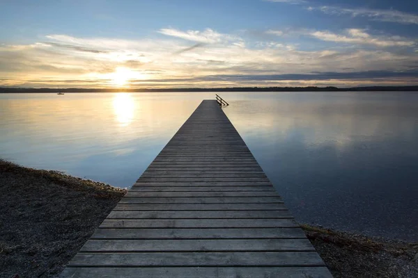 Landungsbrücken Starnberger See Ambach Bayern Deutschland Europa — Stockfoto