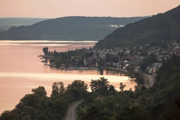 Lake Constanc Günbatımı Baden Wrttemberg Almanya Avrupa Için Sipplingen Şehir — Stok fotoğraf
