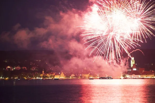 Kembang Api Festival Promenade Ueberlingen Danau Constance Danau Constance Bodenseekreis — Stok Foto