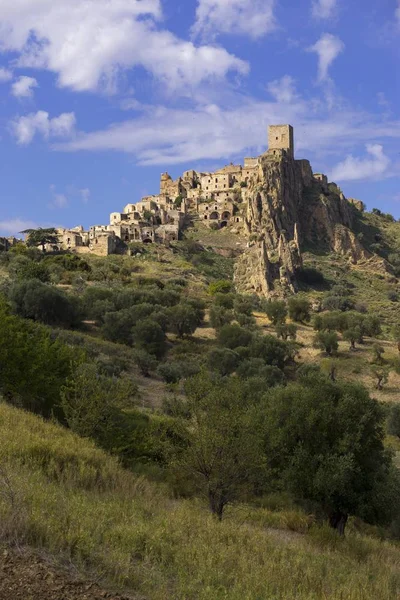 Pueblo Montaña Abandonado Craco Basilicata Italia Europa — Foto de Stock