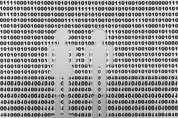 Two Figures Front Binary Code — Stock Photo, Image