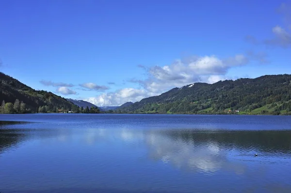 Naturskön Utsikt Över Sjön Alpsee Bhl Alpsee Upper Allgu Bayern — Stockfoto