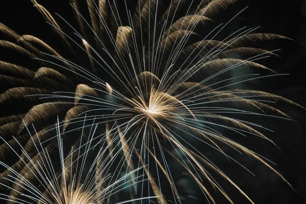 Vista Panorâmica Fogos Artifício Céu Noturno — Fotografia de Stock