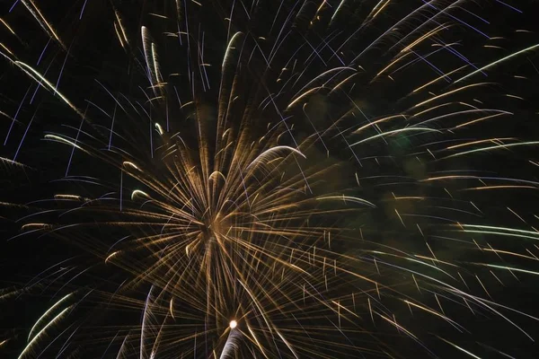 Vue Panoramique Des Feux Artifice Dans Ciel Nocturne — Photo