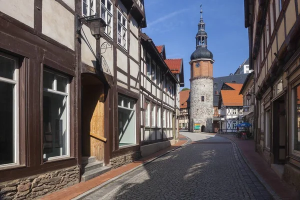 Niedergasse Alley Saigerturm Tower Stolberg Harz Saxony Anhalt Germany Europe — 图库照片