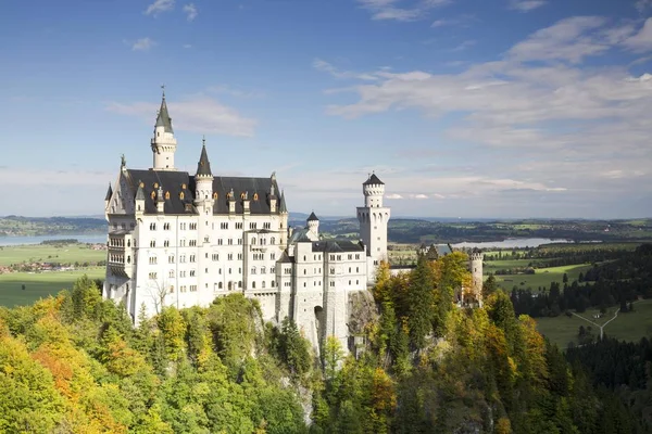 ปราสาท Schloss Neuschwanstein ในฤด ใบไม ตะว นออก บาวาเร เยอรมน โรป — ภาพถ่ายสต็อก
