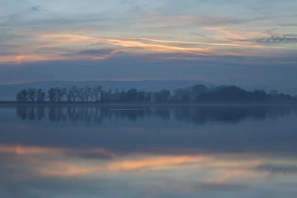 Мальовничий Вид Післясвітіння Відбиття Боденському Озері Маргельген Радольфцелль Бодензе Баден — стокове фото
