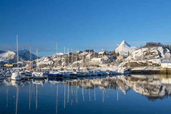 Naturskön Utsikt Över Hamnen Svolvaer Vagan Lofoten Norge Europa — Stockfoto