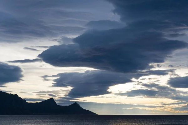 Vista Panorámica Playa Haukland Vestvgy Lofoten Noruega Europa —  Fotos de Stock