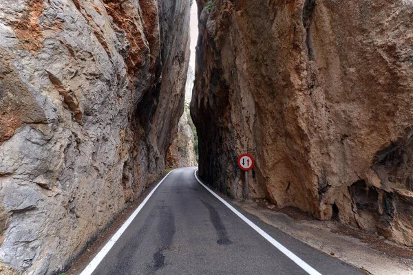 Narrow Canyon Mountain Road Calobra Serra Tramuntana Majorca Balearic Islands — Stock Photo, Image
