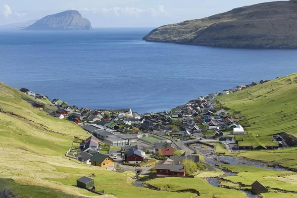 Вид Селище Квавк Стремой Фарерські Острови Данія Європа — стокове фото