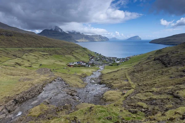Vista Panoramica Del Villaggio Kvvk Streymoy Isole Faroe Danimarca Europa — Foto Stock