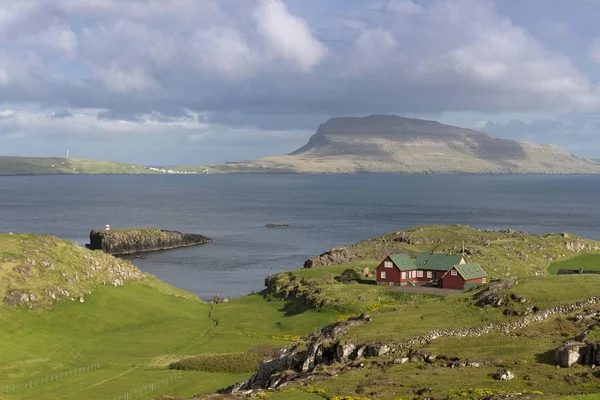 Vyhlídkový Pohled Ostrov Nolsoy Viděný Hoyvku Streymoy Faerské Ostrovy Dánsko — Stock fotografie