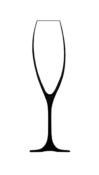 Champagne Glass Simple Black White Draw — Stock Photo, Image